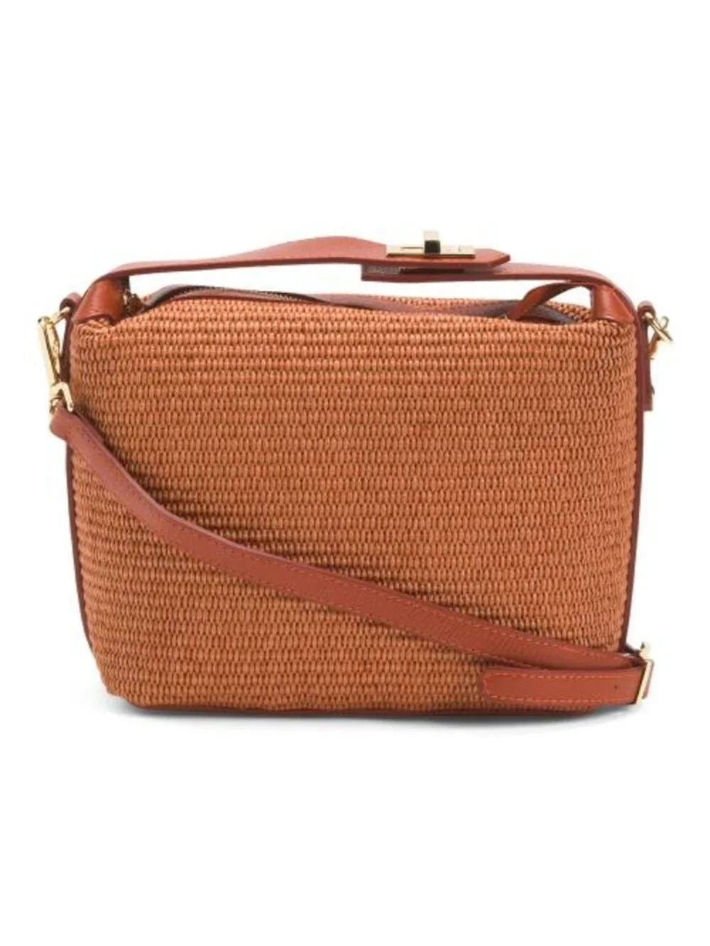 VIOLA CASTELLANI Made In Italy Straw Medium Folded Handle Satchel